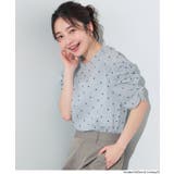 ［Lt.blue］ | シアードットで華やぐ 袖シャーリングTOPS | coca