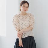 シアードットで華やぐ 袖シャーリングTOPS | coca | 詳細画像1 