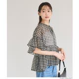 シアーチェックペプラムブラウス | coca | 詳細画像3 