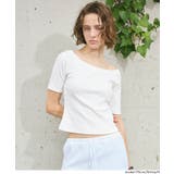 テレコリブオフショルダー半袖トップス | coca | 詳細画像13 