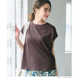 ［Brown］ | フレンチスリーブテールカットTシャツ | coca