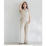 ［Lt.beige］ | 【セットアップ可】シボサテンライクイージーパンツ | coca