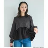 ［Charcoal］ | 1枚で華やぐレイヤード風ドッキングギャザーニット | coca