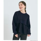 ［Navy］ | 1枚で華やぐレイヤード風ドッキングギャザーニット | coca