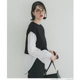 ［Black］ | ダンボール裾レイヤード風トップス | coca