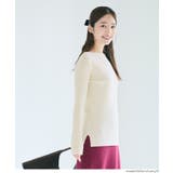 ［Ivory］ | 女性らしいシルエットで上品に魅せる、アンゴラタッチボートネックニットトップス | coca