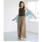 ［Brown］ | シャイニーウェーブプリーツパンツ レディース | coca