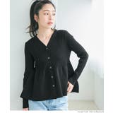 ［Black］ | スポンディッシュニットペプラムカーディガン レディース | coca