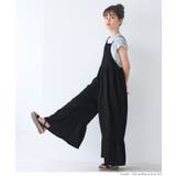［Black］ | シボシャーリング裾フレアオールインワン キッズ | coca