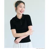 ［Black］ | ポロニットトップス レディース | coca