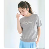 シャリ感レーヨンロゴ刺繍ニット レディース | coca | 詳細画像13
