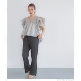 ［Charcoal］ | クロスシャーリングセミフレアパンツ レディース  | coca