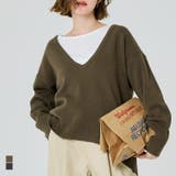 女性らしい抜け感を演出。ディープVネックニットトップス | coca | 詳細画像1