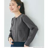 ［Charcoal］ | ゴールドボタンクルーネックニットカーディガン | coca