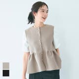 シルバーボタンペプラムニットベスト レディース | coca | 詳細画像1 