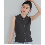 ［Charcoal］ | ワイドリブノースリーブポロ レディース | coca