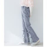 ［Blue］ | デニムリボンセミフレアパンツ | coca