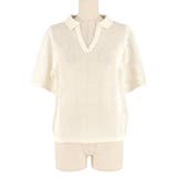 麻タッチメッシュニットポロ レディース | coca | 詳細画像2 