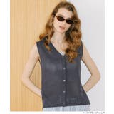 [Navy] | 麻タッチニットボタンベスト | coca