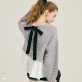 バックリボン異素材ドッキングニットトップス | coca | 詳細画像1 