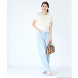 胸元のフリルが大人可愛い、半袖フリルニットトップス | coca | 詳細画像5