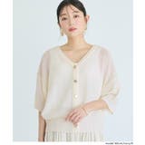 涼しげで上品に決まる、メッシュニット金ボタン半袖カーディガン | coca | 詳細画像6 