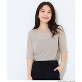 ［Lt.gray］ | シアージョーゼット五分袖Tシャツ | coca