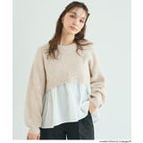 ［Lt.beige］ | ＼26aw新色登場／レイヤード風ドッキングギャザーニット | coca