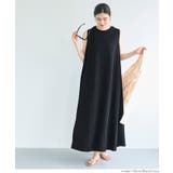 ［Black］ | 【新色追加！】エンボス加工マキシ丈ノースリーブワンピース | coca