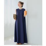 ［Dk.blue］ | 【新色追加！】エンボス加工マキシ丈ノースリーブワンピース | coca