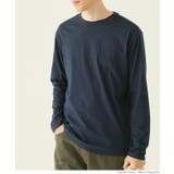 ［Navy］ | コットンレギュラーフィットUネックロンT | coca