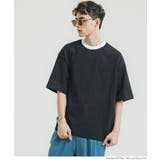 ［Black］ | ヘビーウェイト配色ネックTシャツ | coca