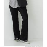 ［Black］ | ピーチスウェードプリーツフレアパンツ | coca