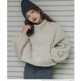 ［Lt.beige］ | ボアハーフジップブルゾン | coca