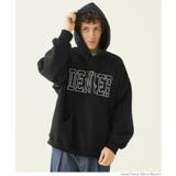 ［Black］ | メンズ裏起毛オーバーシルエットワッペンプリントパーカー | coca