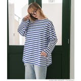 ［Blue］ | ボーダースリットTシャツ | coca