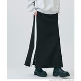 ［Black］ | ソフトスウェットサイドラインスカート レディース | coca