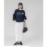 ［Navy］ | バルキー裏起毛カレッジスウェットトップス レディース | coca