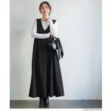 ［Black］ | エンボスVネックノースリーブワンピース | coca