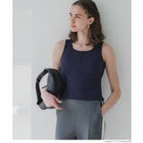 ［Navy］ | 外で着られるブラトップス OUT BRAヘンリーネック風カップ付きタンクトップ | coca