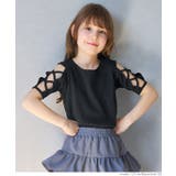 ［Black］ | リブクロスショルダートップス キッズ | coca