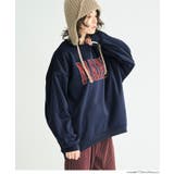 ［Navy］ | ふんわり軽やか、暖かさとこなれ感のある裏起毛プリントスウェット | coca