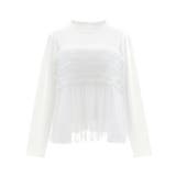 シルキータッチチュールドッキング長袖Tシャツ | coca | 詳細画像2