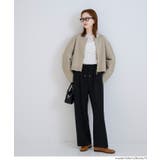 ［Black］ | カットジョーゼットワイドパンツ | coca