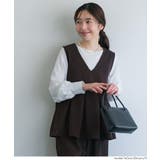 ［Brown］ | カットジョーゼットタックペプラムベスト | coca