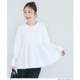 ［White］ | 異素材切り替え長袖Tシャツ レディース | coca