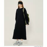［Black］ | ミニ裏毛長袖スウェットワンピース | coca