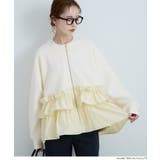 ［Ivory］ | ソフトスウェット異素材フリルパーカー | coca