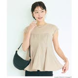 ［Lt.beige］ | 異素材切り替えペプラムTシャツ | coca