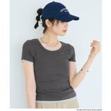 ［Charcoal］ | とろみUネックリブTシャツ | coca